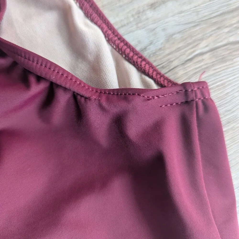 Balera Maroon Mock Neck Crop Top | Zip Back | Size MC